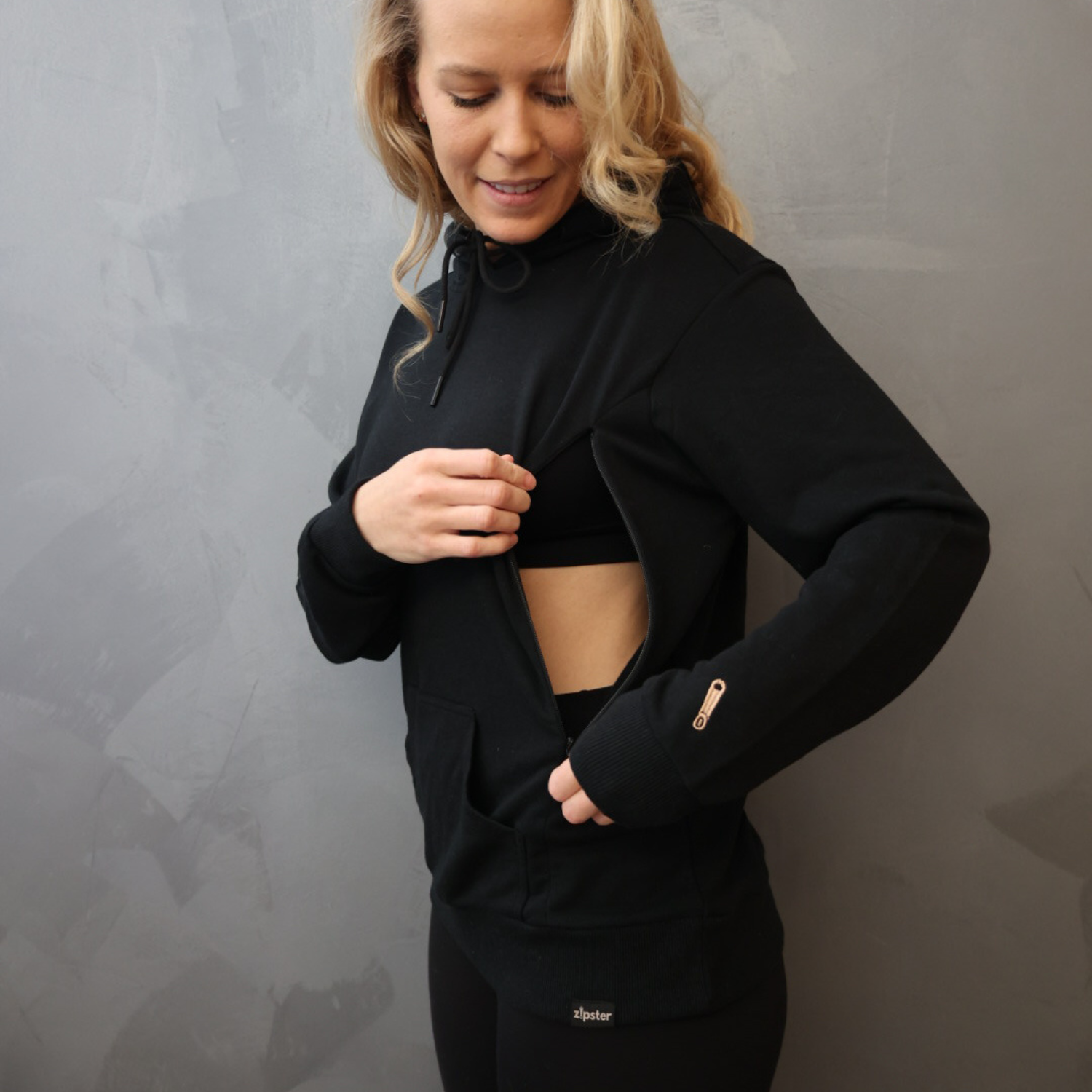 Breastfeeding hoodie sales with zip