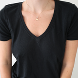 Still-T-Shirt V-Ausschnitt Schwarz