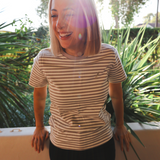 Organic Cotton Breastfeeding T-Shirt Beige Stripes