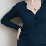 Damen Ribbed Bodysuit - Mitternacht