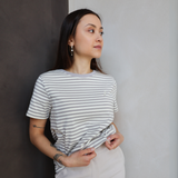 Organic Cotton Breastfeeding T-Shirt Beige Stripes