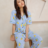 Ladies Pajamas Set Mediterannean Lemons