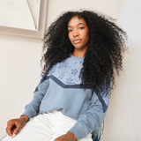 Sweatshirt zum Stillen - Blau geblümt