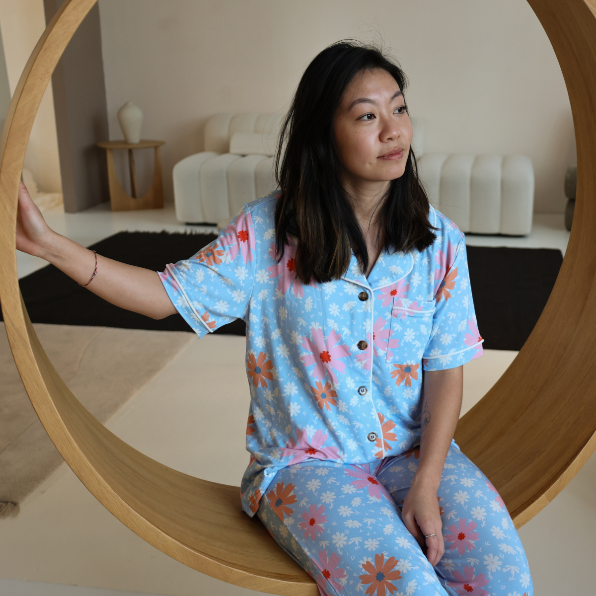 Bambus-Pyjama-Set für Frauen - Gänseblümchen